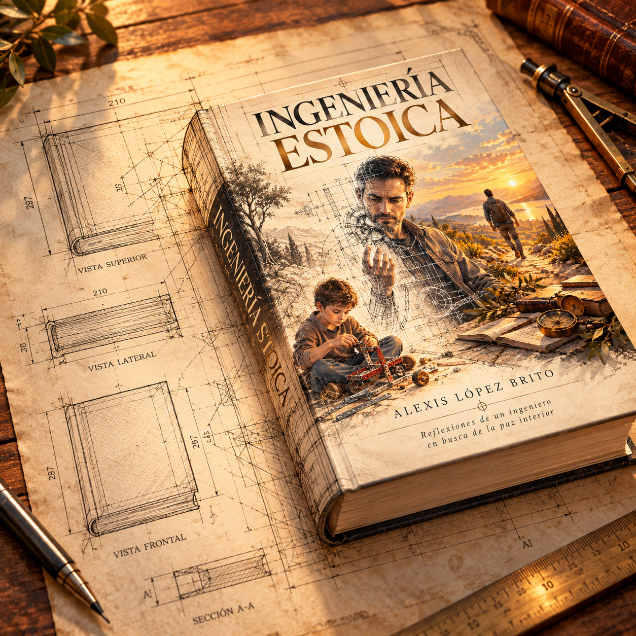Un libro de Ingeniería Estoica emerge de un plano técnico